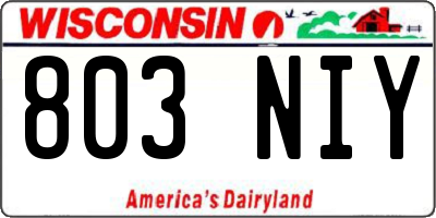 WI license plate 803NIY