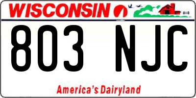 WI license plate 803NJC