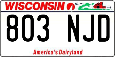 WI license plate 803NJD