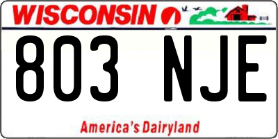 WI license plate 803NJE