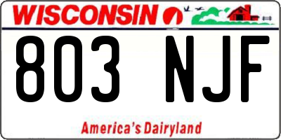 WI license plate 803NJF