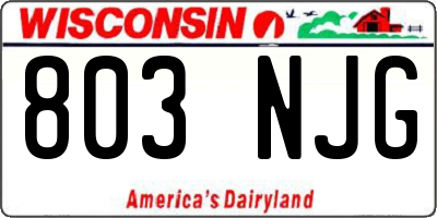 WI license plate 803NJG