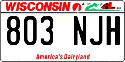 WI license plate 803NJH