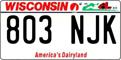 WI license plate 803NJK