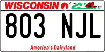 WI license plate 803NJL