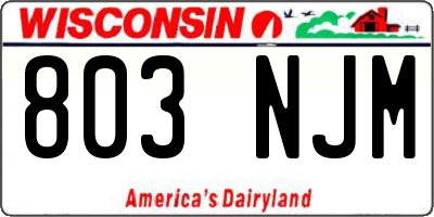 WI license plate 803NJM