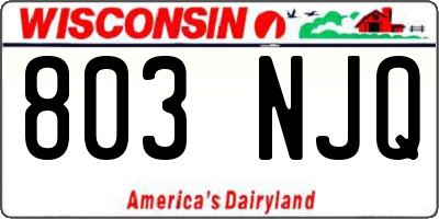 WI license plate 803NJQ