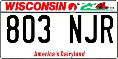 WI license plate 803NJR