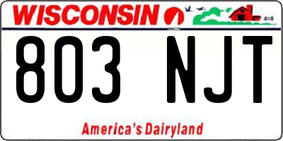 WI license plate 803NJT