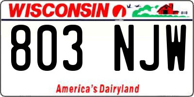 WI license plate 803NJW