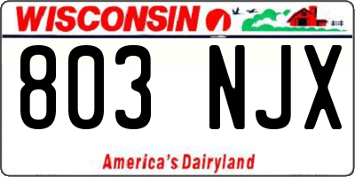 WI license plate 803NJX