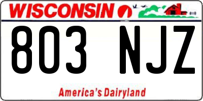 WI license plate 803NJZ