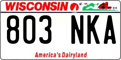 WI license plate 803NKA