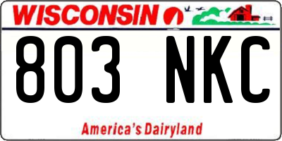 WI license plate 803NKC