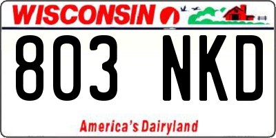 WI license plate 803NKD