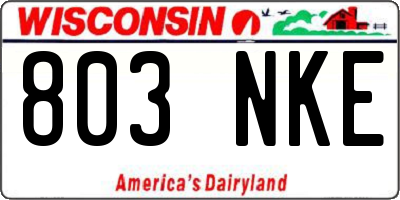 WI license plate 803NKE