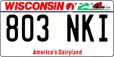 WI license plate 803NKI
