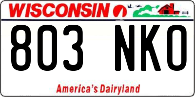 WI license plate 803NKO