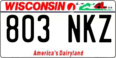 WI license plate 803NKZ
