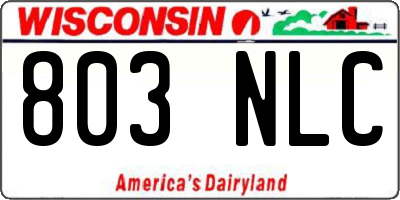 WI license plate 803NLC