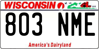 WI license plate 803NME