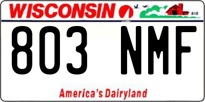 WI license plate 803NMF