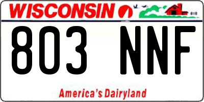 WI license plate 803NNF