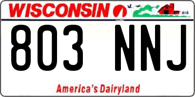 WI license plate 803NNJ
