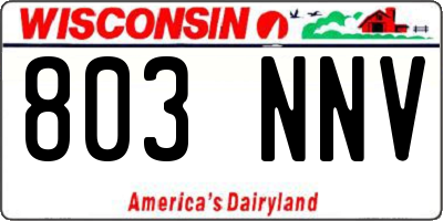 WI license plate 803NNV