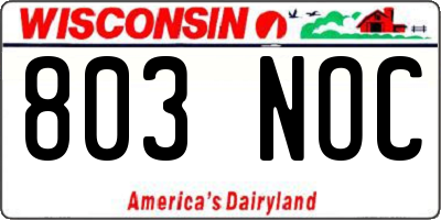 WI license plate 803NOC