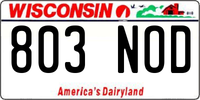 WI license plate 803NOD