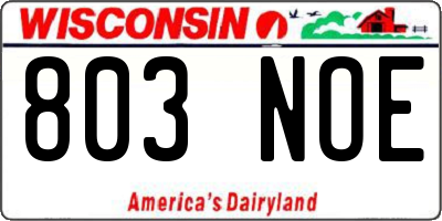 WI license plate 803NOE