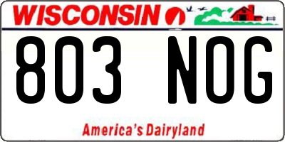 WI license plate 803NOG