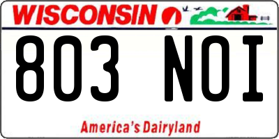 WI license plate 803NOI