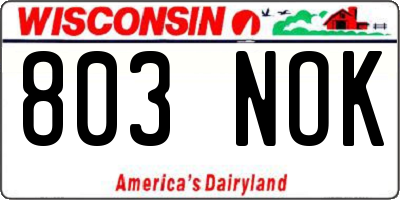 WI license plate 803NOK