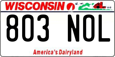WI license plate 803NOL