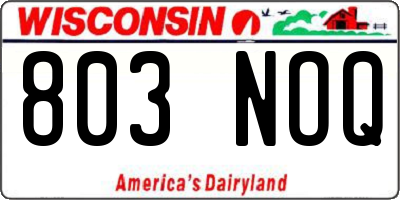WI license plate 803NOQ