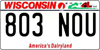 WI license plate 803NOU
