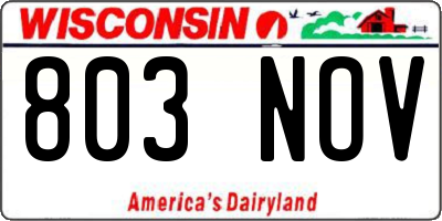 WI license plate 803NOV