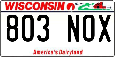 WI license plate 803NOX