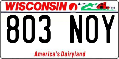 WI license plate 803NOY