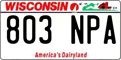 WI license plate 803NPA