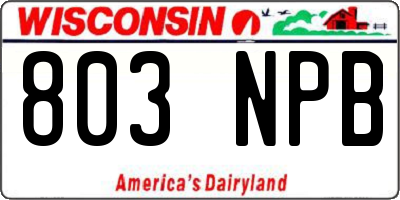 WI license plate 803NPB
