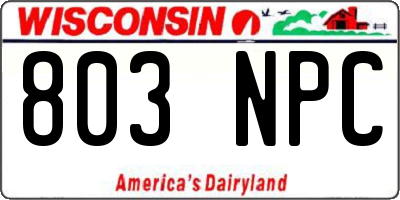 WI license plate 803NPC