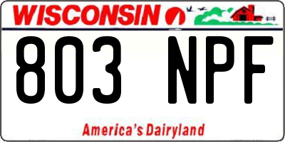 WI license plate 803NPF