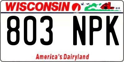 WI license plate 803NPK