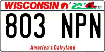 WI license plate 803NPN