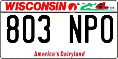WI license plate 803NPO