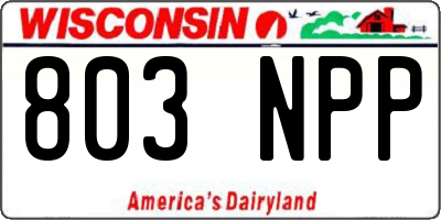 WI license plate 803NPP