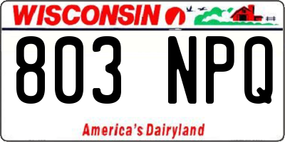 WI license plate 803NPQ
